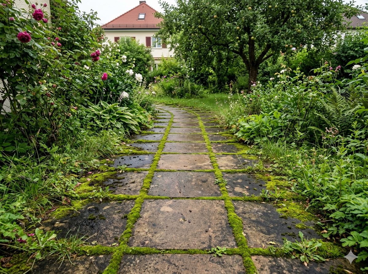 Gartenweg Naturstein vorher